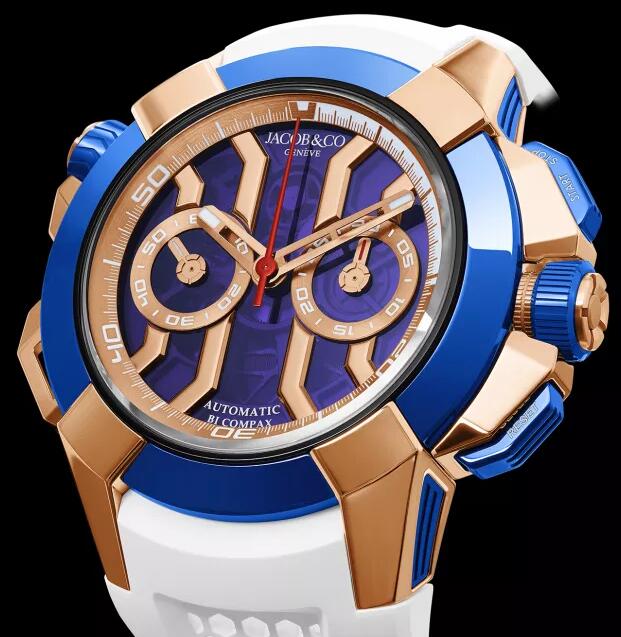 Jacob & Co EC314.42.PD.LN.A.HB4D EPIC X CHRONO ROSE GOLD BLUE BEZEL replica watch